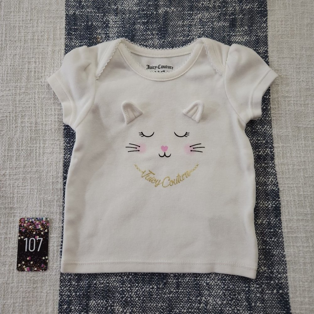 Juicy Couture White Kitty Shirt (6 to 9 months)